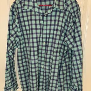 LIGHTLY USED Roundtree & Yorke Long Sleeve Blue and Green - XL